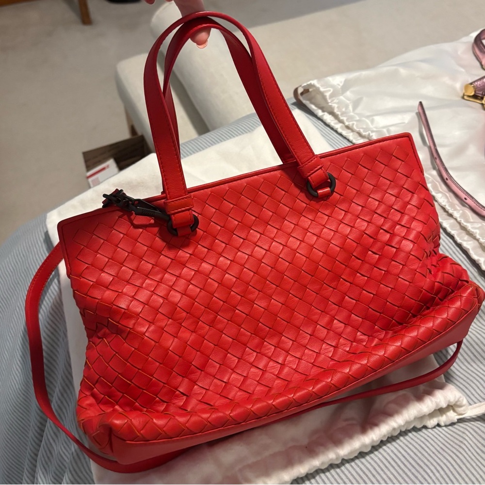 Bottega Veneta Red Intrecciato Tote
